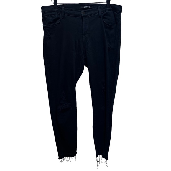 J Brand Black Distressed Skinny Jeans  Raw Hem Size 31 - Picture 1 of 15